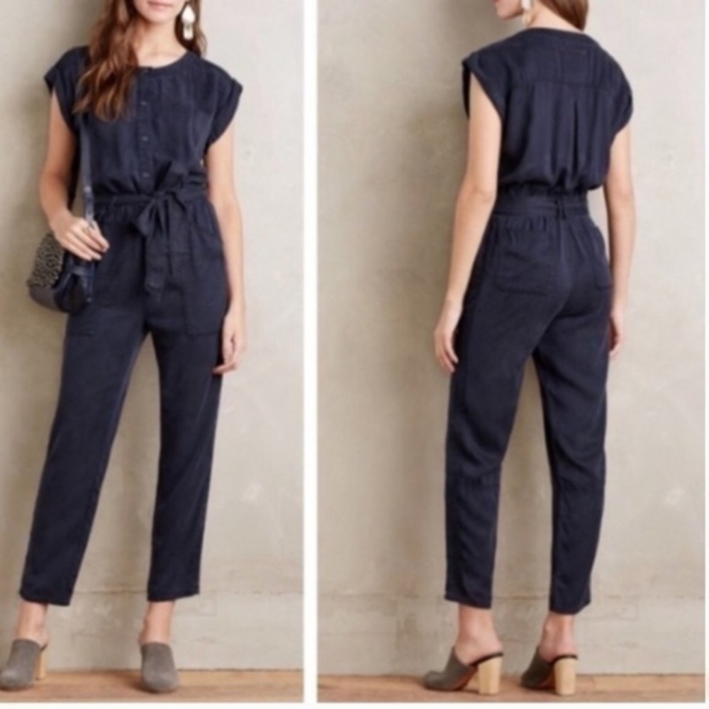 NWT Anthropologie Hei Hei jumpsuit Size S
Color navy blue